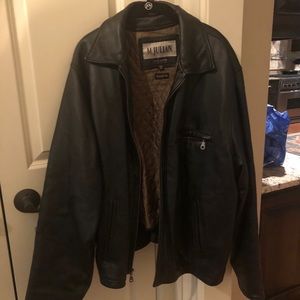 Men’s Black Leather Jacket. Worn one time.